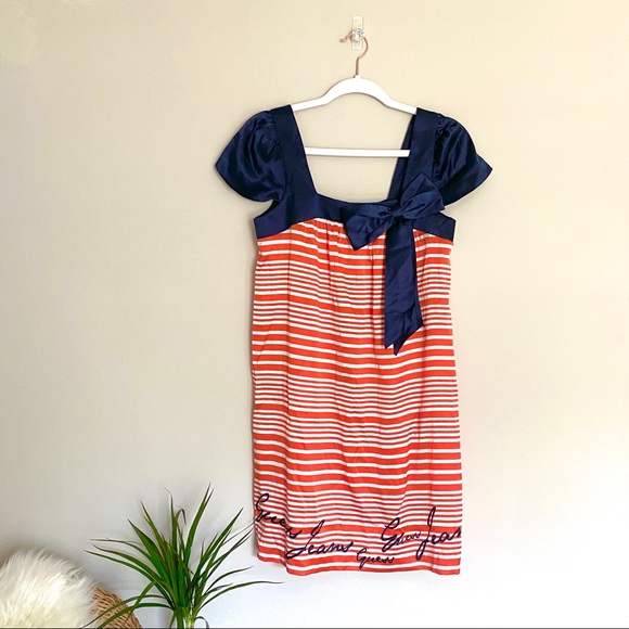 💎Guess • Silk Dark Blue/Red Dress - Picture 1 of 7